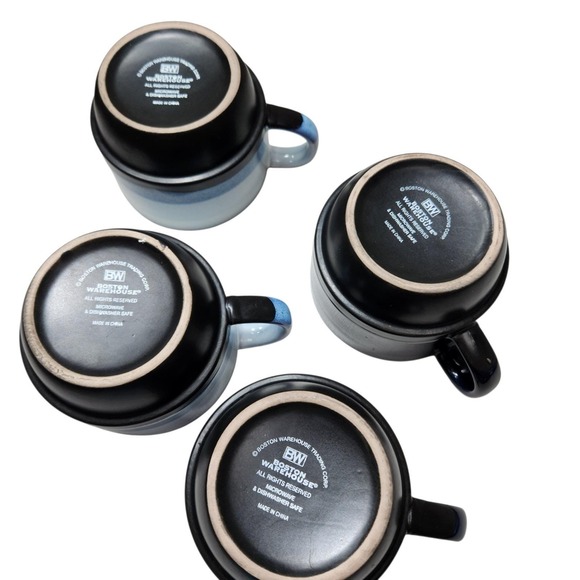 Boston Warehouse Stacking Up Stoneware 16 Oz Blue White Stacking Mugs *read Desc - Picture 8 of 14